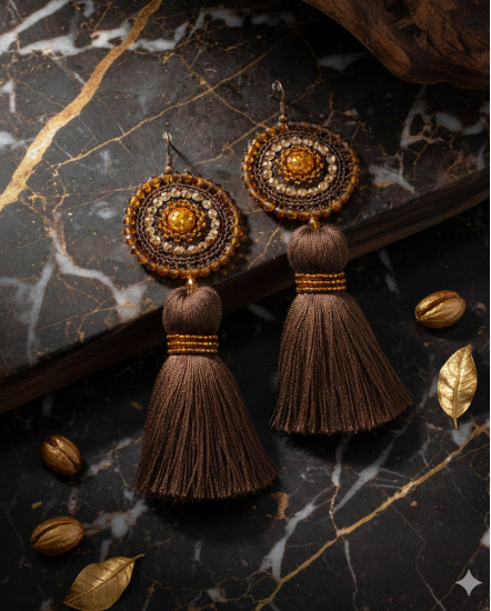 Háčkované  dizajnové náušnice "Zázračný Baobab"